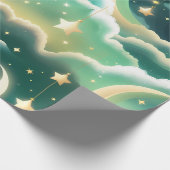 Wrapping Paper – Luxury Mint Green Celestial Moon ラッピングペーパー (角)
