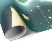 Wrapping Paper – Luxury Mint Green Celestial Moon ラッピングペーパー (ロールコーナー)