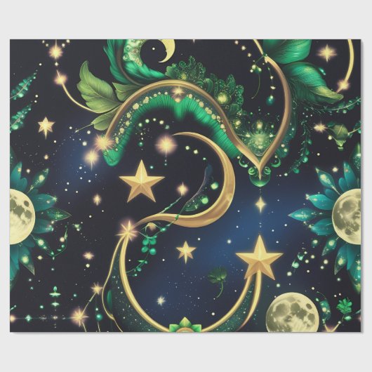 Wrapping Paper – Luxury Obsidian Black Celestial ラッピングペーパー (フラット)