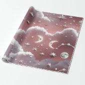 Wrapping Paper – Luxury Quartz Pink Celestial Moon ラッピングペーパー (アンロールド)