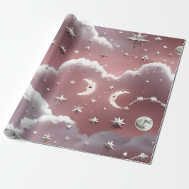 Wrapping Paper – Luxury Quartz Pink Celestial Moon ラッピングペーパー