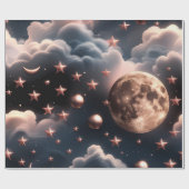 Wrapping Paper – Luxury Rose Gold Celestial Moon ラッピングペーパー (フラット)