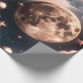 Wrapping Paper – Luxury Rose Gold Celestial Moon ラッピングペーパー (角)