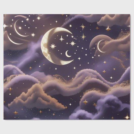 Wrapping Paper – Luxury Smoky Celestial Moon ラッピングペーパー (フラット)