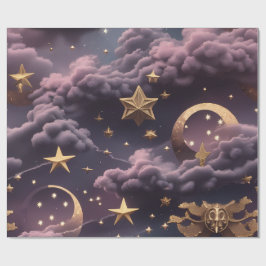 Wrapping Paper - Luxury Smoky Plum Celestial Moon ラッピングペーパー