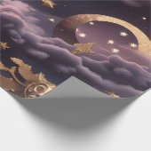 Wrapping Paper - Luxury Smoky Plum Celestial Moon ラッピングペーパー (角)