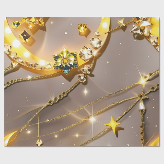 Wrapping Paper – Luxury Topaz Yellow Celestial ラッピングペーパー (フラット)