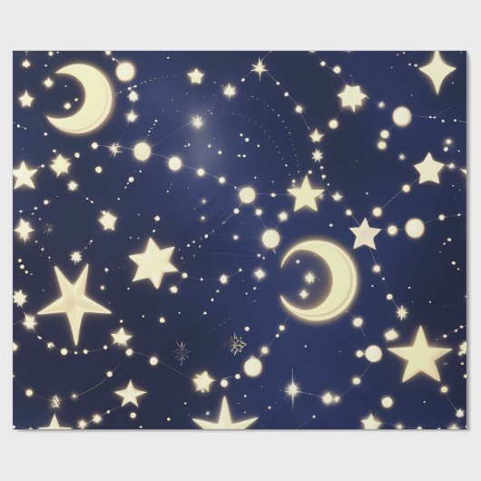 Wrapping Paper – Luxury Velvet Navy Celestial Moon ラッピングペーパー (フラット)