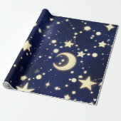 Wrapping Paper – Luxury Velvet Navy Celestial Moon ラッピングペーパー (アンロールド)
