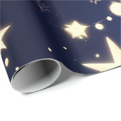 Wrapping Paper – Luxury Velvet Navy Celestial Moon ラッピングペーパー (ロールコーナー)