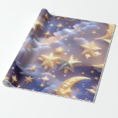 Wrapping Paper – Luxury White Celestial Moon Gift  ラッピングペーパー (アンロールド)