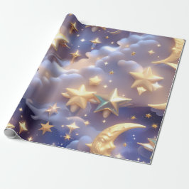 Wrapping Paper – Luxury White Celestial Moon Gift ラッピングペーパー