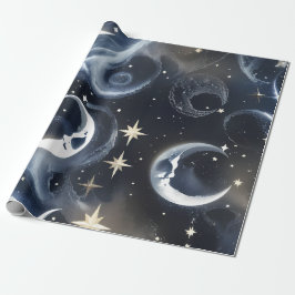Wrapping Paper - Platinum Silver Celestial Moon ラッピングペーパー