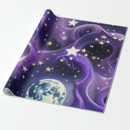 Wrapping Paper – Purple Celestial Moon Phases ラッピングペーパー