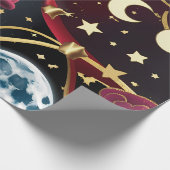 Wrapping Paper - Red Celestial Moon Design ラッピングペーパー (角)