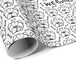 Wrapping paper roll with english bulldog pattern ラッピングペーパー
