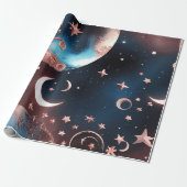 Wrapping Paper – Rose Gold Celestial Moon ラッピングペーパー (アンロールド)