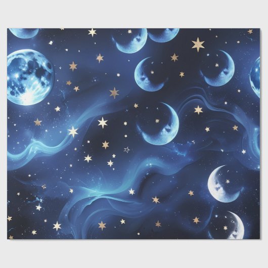 Wrapping Paper Sapphire Blue Celestial Moon ラッピングペーパー (フラット)