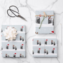 Wrapping paper set with holiday penguins