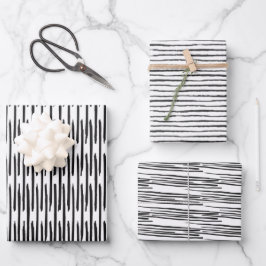 Wrapping Paper Sheets - Black And White Pattern ラッピングペーパーシート