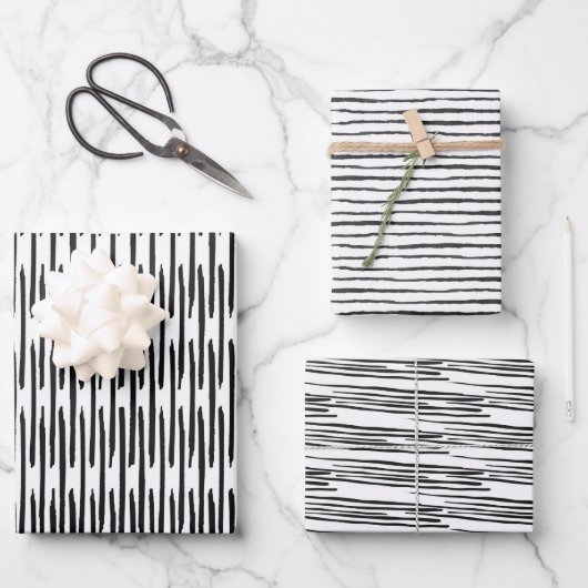 Wrapping Paper Sheets - Black And White Pattern ラッピングペーパーシート (正面)