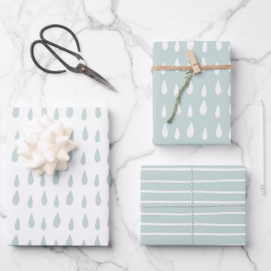 Wrapping Paper Sheets - Blue And White Pattern ラッピングペーパーシート (正面)