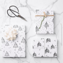 Wrapping Paper Sheets - Christmas Tree Patterns ラッピングペーパーシート