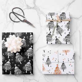 Wrapping Paper Sheets - Christmas Trees Patterns ラッピングペーパーシート