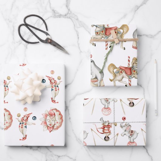 Wrapping Paper Sheets - Circus Fair Carnival Clown ラッピングペーパーシート (正面)
