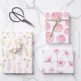 Wrapping Paper Sheets - Pink Flower Patterns ラッピングペーパーシート