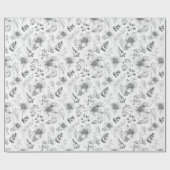 Wrapping Paper - Silver Winter Floral Pattern ラッピングペーパー (フラット)