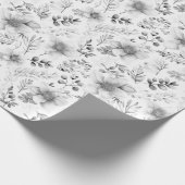 Wrapping Paper - Silver Winter Floral Pattern ラッピングペーパー (角)