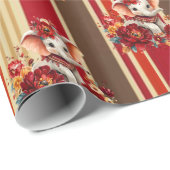 Wrapping Paper Stripe Elephant Terracotta  ラッピングペーパー (ロールコーナー)