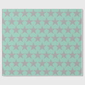 Wrapping Paper - Teal Background Grey Star ラッピングペーパー (フラット)