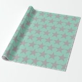 Wrapping Paper - Teal Background Grey Star ラッピングペーパー (アンロールド)