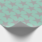Wrapping Paper - Teal Background Grey Star ラッピングペーパー (角)