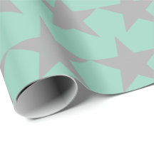 Wrapping Paper - Teal Background Grey Star