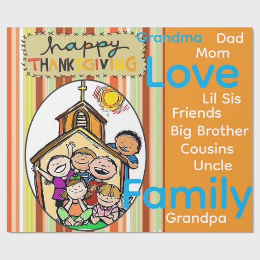 Wrapping Paper Thanksgiving Family Love ラッピングペーパー (フラット)