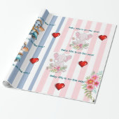 Wrapping Paper Twins Blue Pink Stripe Elephant ラッピングペーパー (アンロールド)