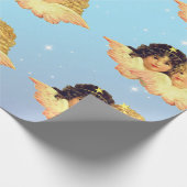 WRAPPING PAPER VINTAGE ANGEL STARS IN BLUE ラッピングペーパー (角)