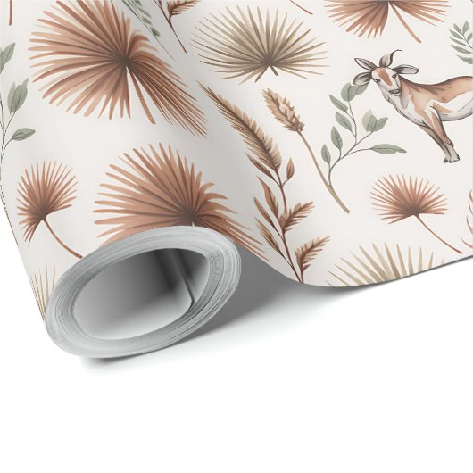 Wrapping paper with a pattern of brown and white ラッピングペーパー (ロールコーナー)