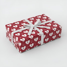 Wrapping Paper with Red Hearts Pattern ラッピングペーパーシート