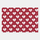 Wrapping Paper with Red Hearts Pattern ラッピングペーパーシート (正面3)