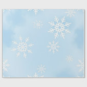 Wrapping Paper with White Snowflakes on Blue Backg ラッピングペーパー (フラット)