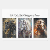 Wrapping Papers Decoupage 9 A4 Horses ラッピングペーパーシート (正面3)