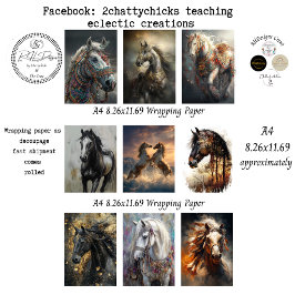Wrapping Papers Decoupage 9 A4 Horses ラッピングペーパーシート