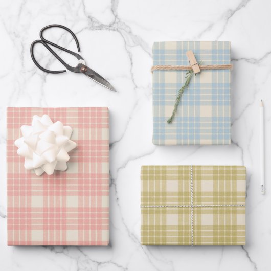Wrapping retro gingham paper for Christmas ラッピングペーパーシート (正面)
