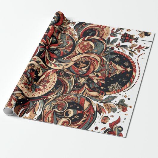 Wrapping with Christmas Motifs n12 ラッピングペーパー (アンロールド)