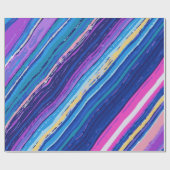 WrappinPink Blue Yellow Abstract Paint Lines Bold ラッピングペーパー (フラット)