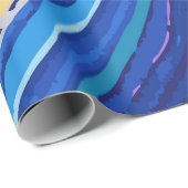 WrappinPink Blue Yellow Abstract Paint Lines Bold ラッピングペーパー (ロールコーナー)